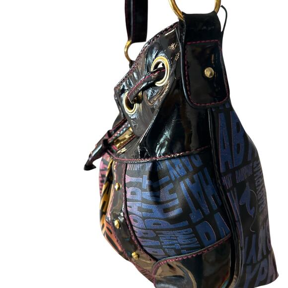 Vintage Y2K BabyPhat Shoulder Bag Black Multicolor Logo Print Adjustable Strap - Picture 13 of 16